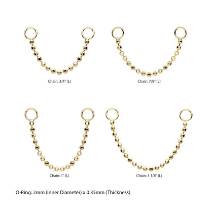 14Kt Yellow Gold Bead Chain with Rings