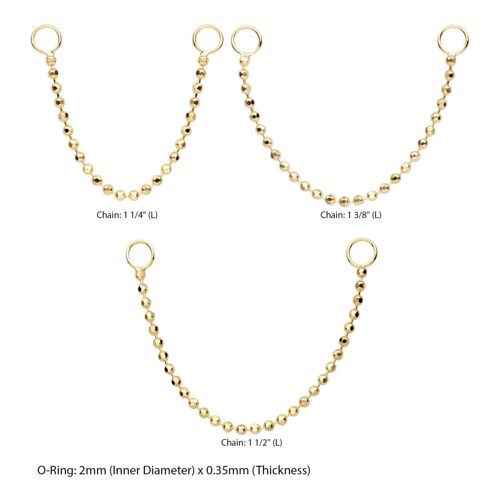 14Kt Yellow Gold Bead Chain with Rings