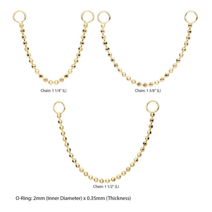 14Kt Yellow Gold Bead Chain with Rings