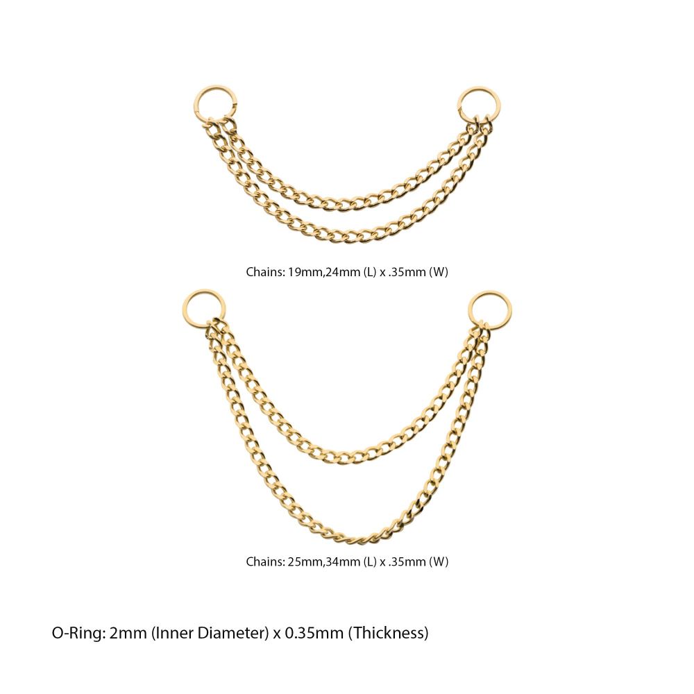 14Kt Yellow Gold 2 Tier Curb Chain with Ring