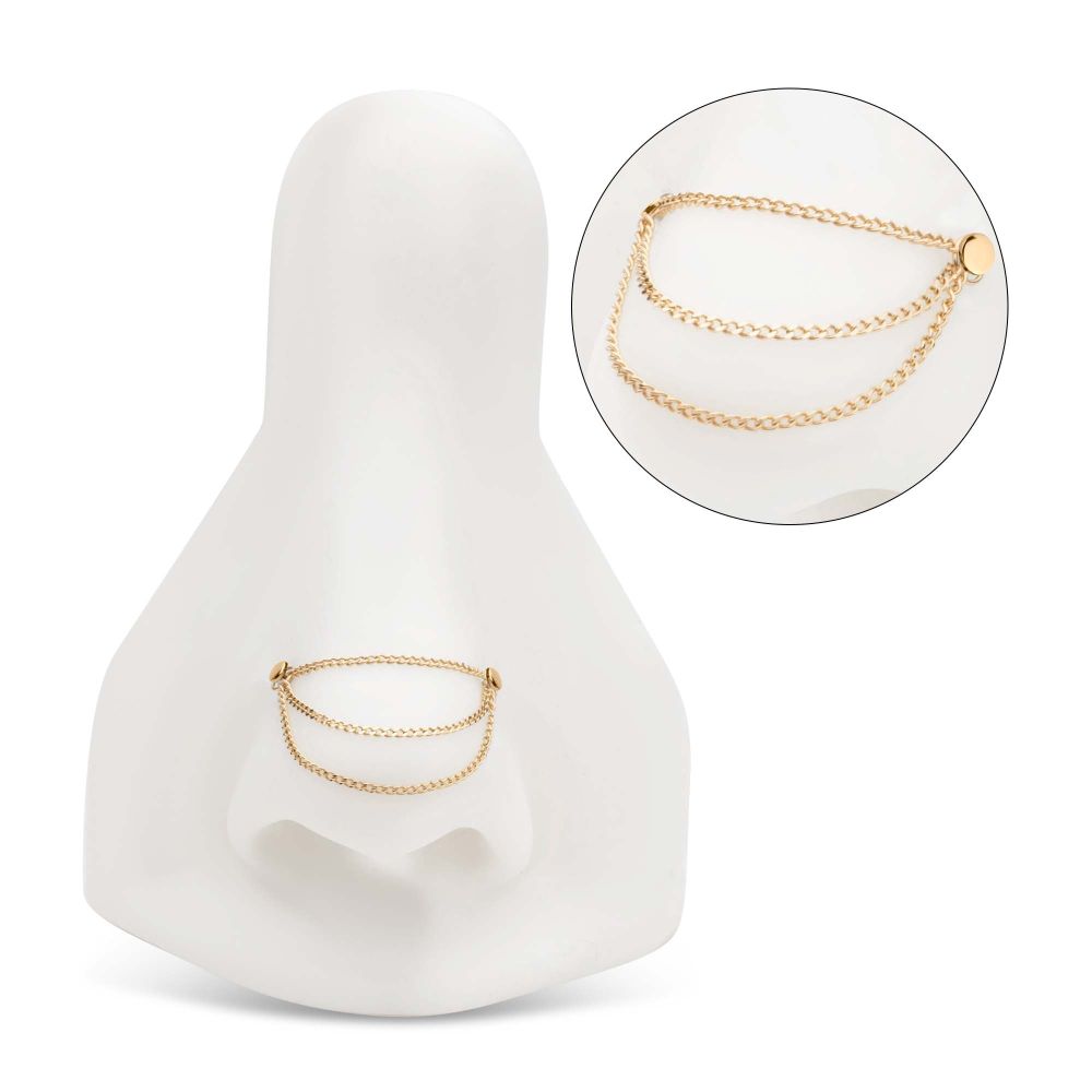 14Kt Yellow Gold 3 Tier Curb Chains with 2 Rings