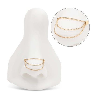 14Kt Yellow Gold 3 Tier Curb Chains with 2 Rings