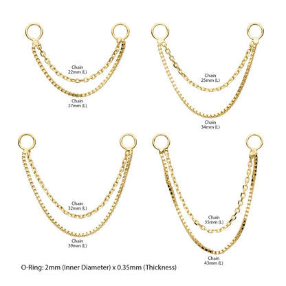 14Kt Yellow Gold 2-Tier Box and Link Chain with Rings