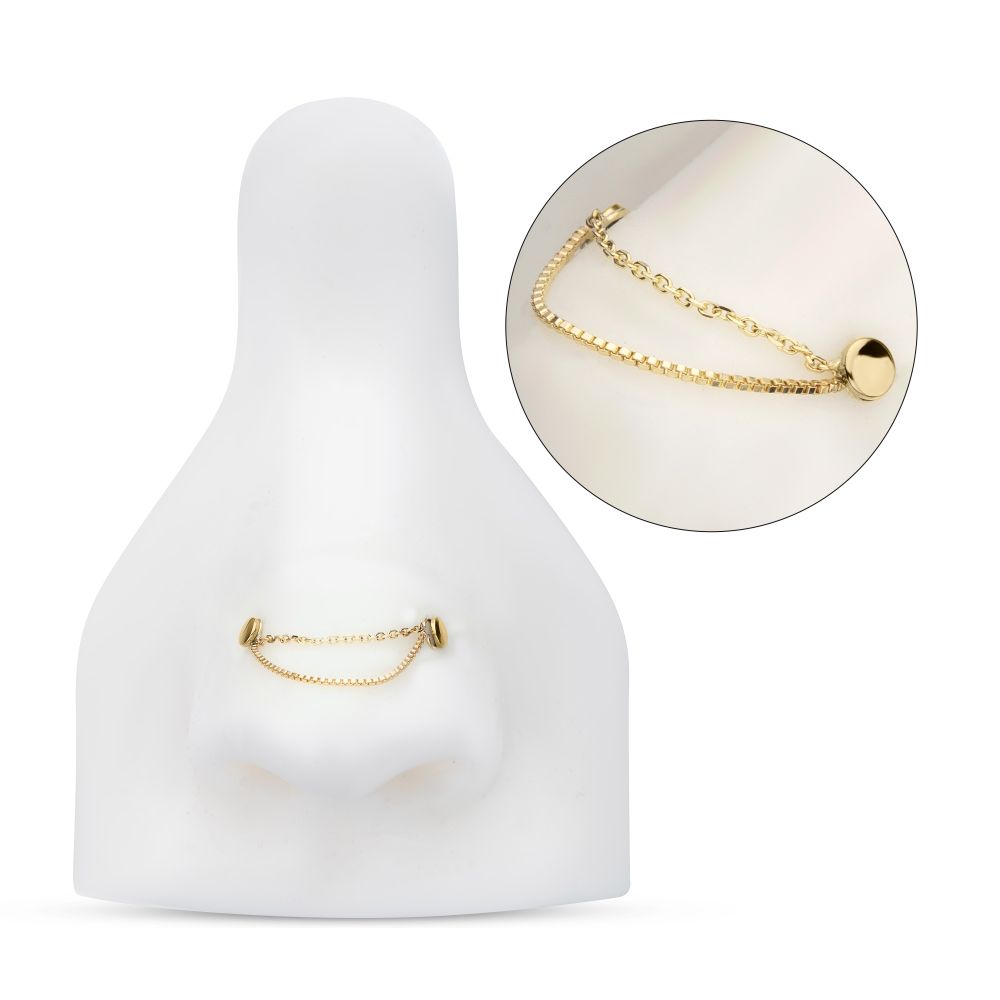 14Kt Yellow Gold 2-Tier Box and Link Chain with Rings