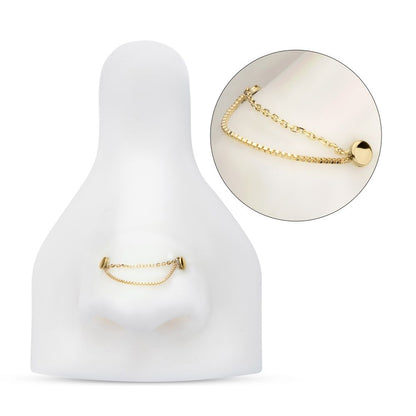 14Kt Yellow Gold 2-Tier Box and Link Chain with Rings