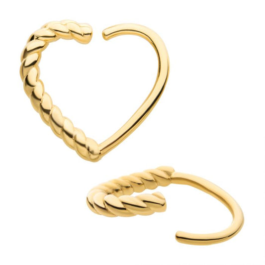 14Kt Yellow Gold with Half-Twisted Heart Seamless Split Ring