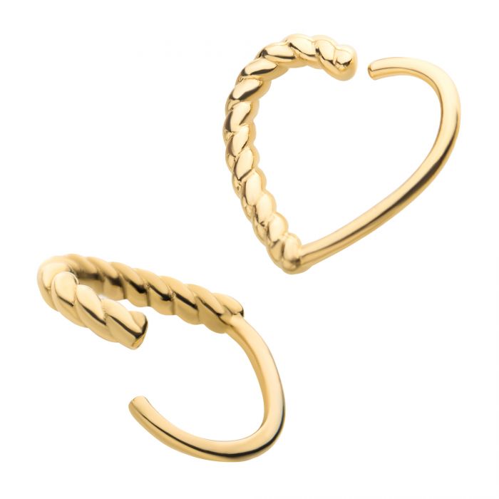 14Kt Yellow Gold with Half-Twisted Heart Seamless Split Ring