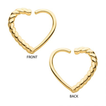 14Kt Yellow Gold with Half-Twisted Heart Seamless Split Ring