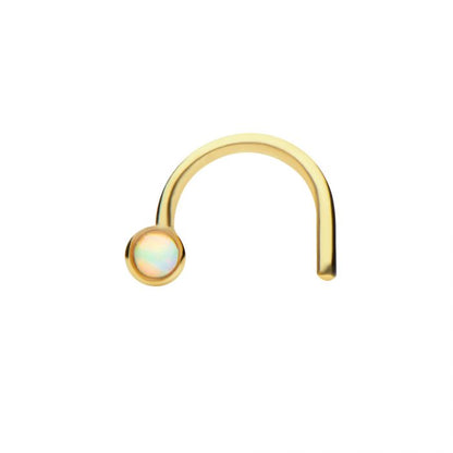 14kt Yellow Gold Nose Screw Bezel Set Synthetic Opal
