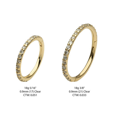 14Kt Gold Eternity Side Facing Hinged Segment Clicker with Prong Set 0.9mm Round Lab-Grown Diamonds