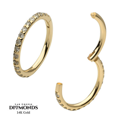 14Kt Gold Eternity Side Facing Hinged Segment Clicker with Prong Set 0.9mm Round Lab-Grown Diamonds