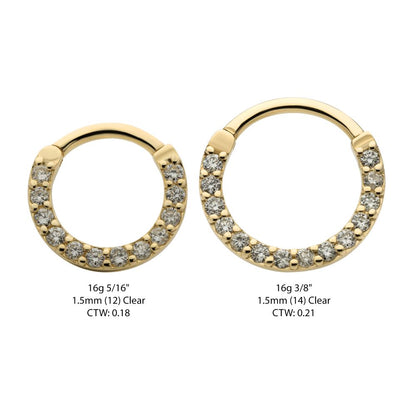 14Kt Yellow Gold Eternity Front Facing Hinged Segment Clicker with Prong Set 1.5mm Round Lab-Grown Diamonds 