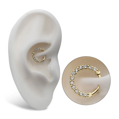 14Kt Yellow Gold Eternity Front Facing Hinged Segment Clicker with Prong Set 1.5mm Round Lab-Grown Diamonds