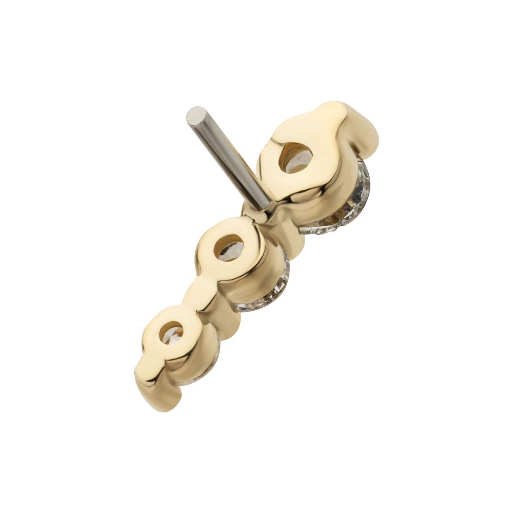 14Kt Yellow Gold Threadless 3-Cluster Gem Top with Prong Set Round Lab-Grown Diamonds