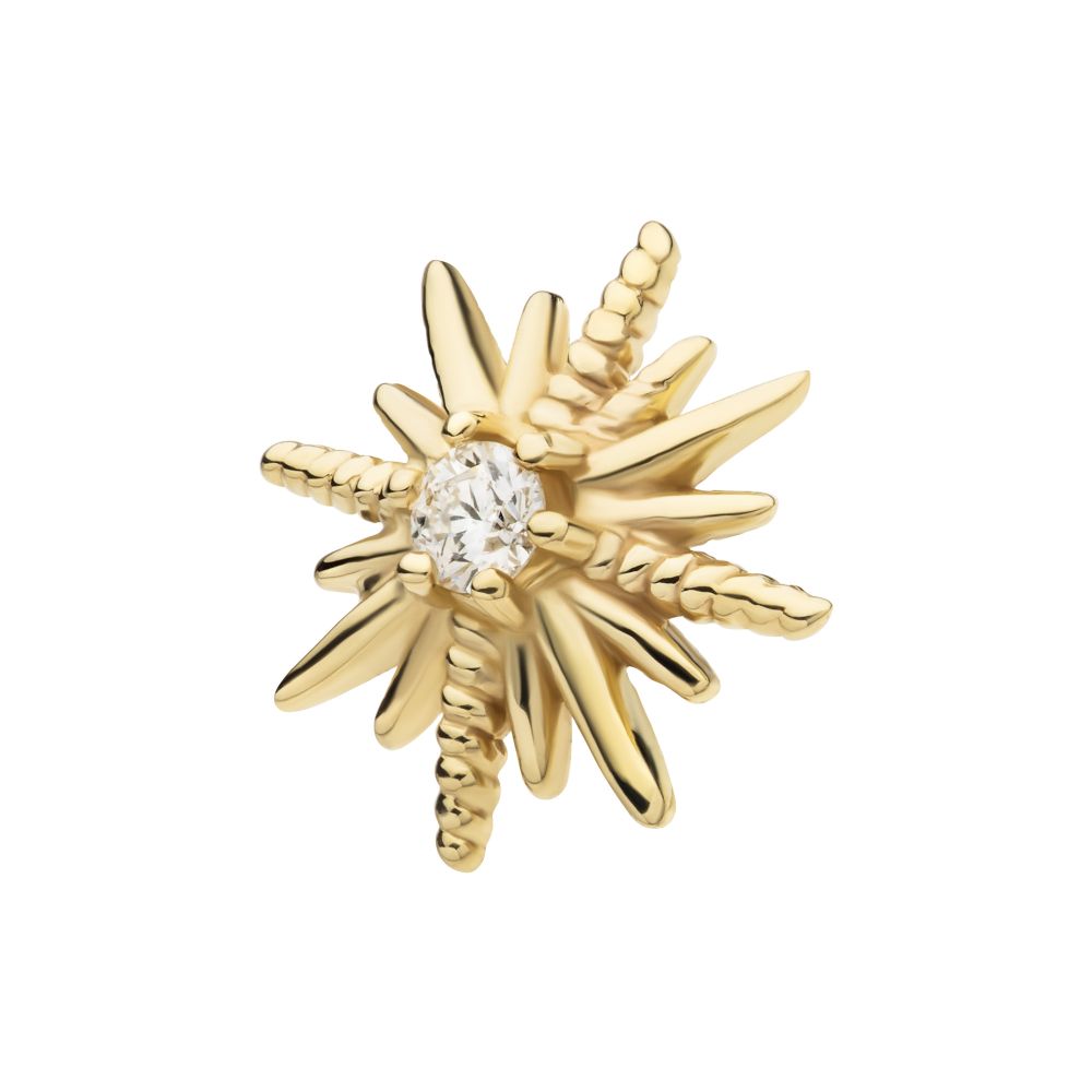 14Kt Gold Threadless Sunburst Top with 6-Prong Lab-Grown Diamond