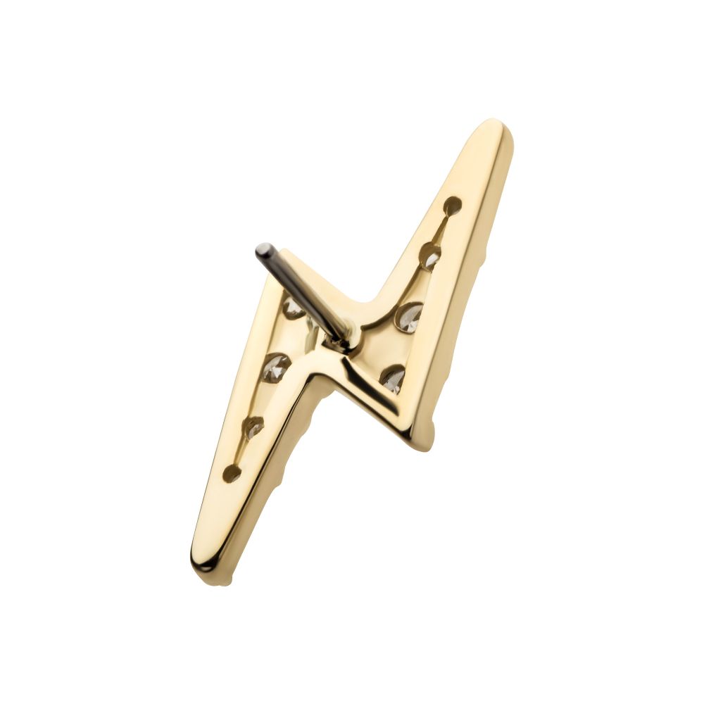 14kt Gold Threadless Lightning Bolt Top with Pave Set 9 Round Lab-Grown Diamonds