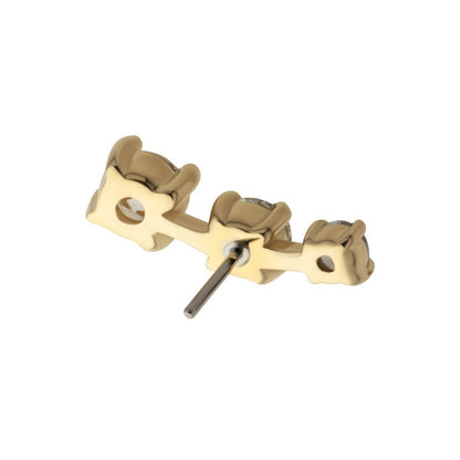 14Kt Yellow Gold Threadless Staggered Cluster Top with 4-Prong 3 Round Lab-Grown Diamonds