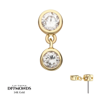 14Kt Yellow Gold Threadless Double Bezel Lab-Grown Diamond Dangle Top