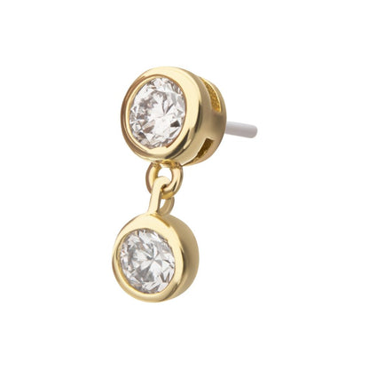 14Kt Yellow Gold Threadless Double Bezel Lab-Grown Diamond Dangle Top