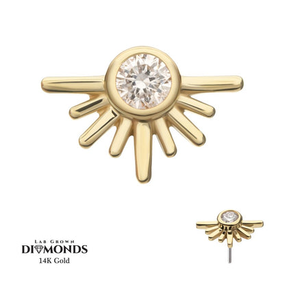 14Kt Yellow Gold Threadless Half Starburst Top with Bezel Lab-Grown Diamond