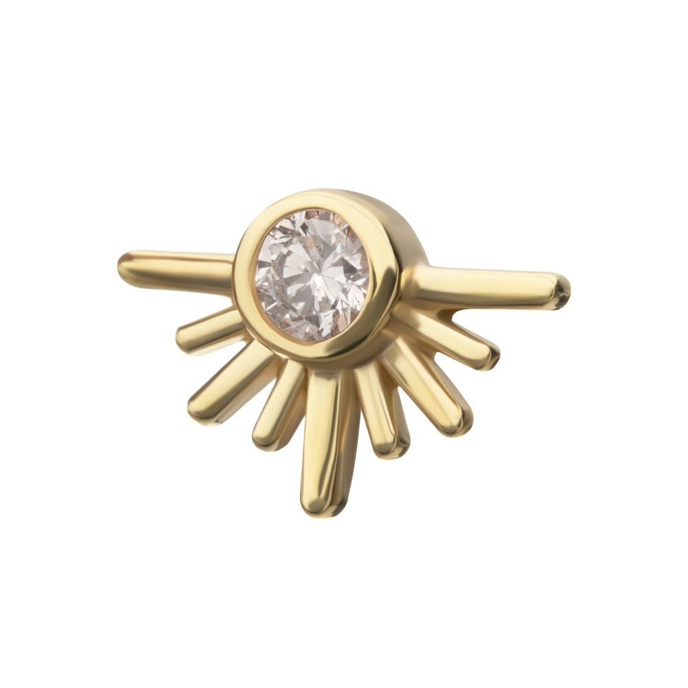 14Kt Yellow Gold Threadless Half Starburst Top with Bezel Lab-Grown Diamond
