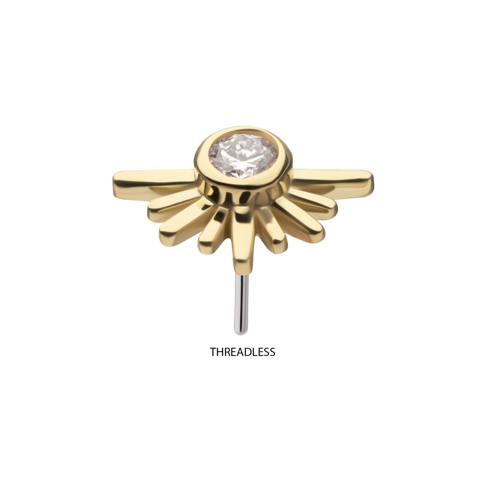 14Kt Yellow Gold Threadless Half Starburst Top with Bezel Lab-Grown Diamond