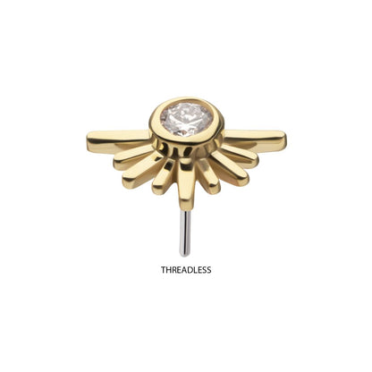 14Kt Yellow Gold Threadless Half Starburst Top with Bezel Lab-Grown Diamond