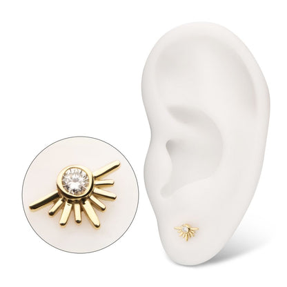 14Kt Yellow Gold Threadless Half Starburst Top with Bezel Lab-Grown Diamond