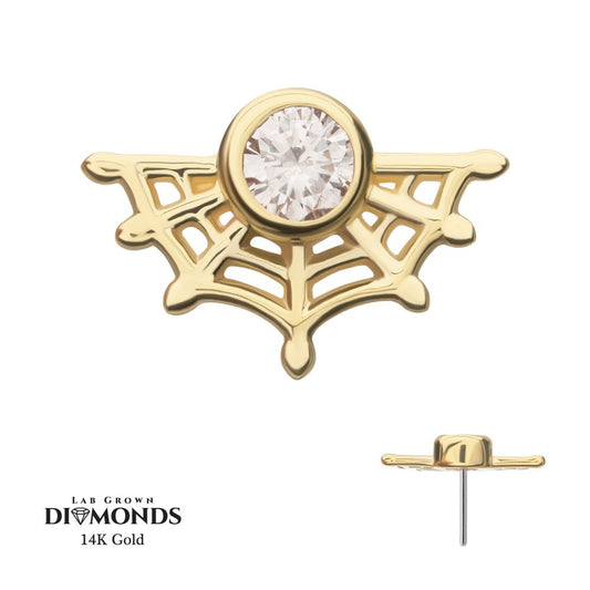 14Kt Yellow Gold Threadless Spiderweb Top with Bezel Lab-Grown Diamond