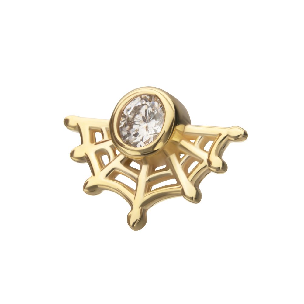 14Kt Yellow Gold Threadless Spiderweb Top with Bezel Lab-Grown Diamond