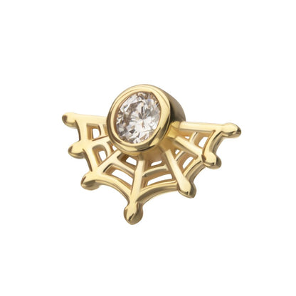 14Kt Yellow Gold Threadless Spiderweb Top with Bezel Lab-Grown Diamond