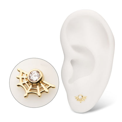 14Kt Yellow Gold Threadless Spiderweb Top with Bezel Lab-Grown Diamond