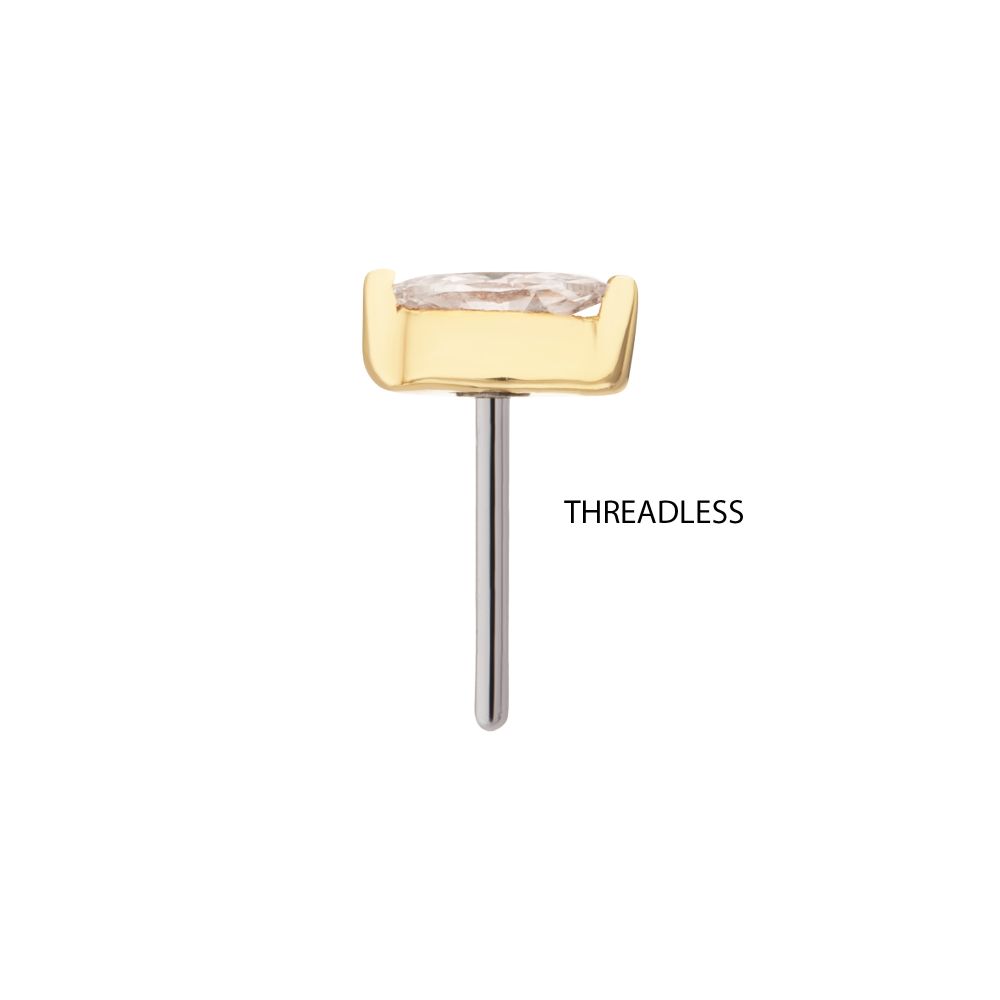 14Kt Yellow Gold Threadless 2-Prong Marquise Lab-Grown Diamond Top