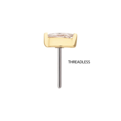 14Kt Yellow Gold Threadless 2-Prong Marquise Lab-Grown Diamond Top