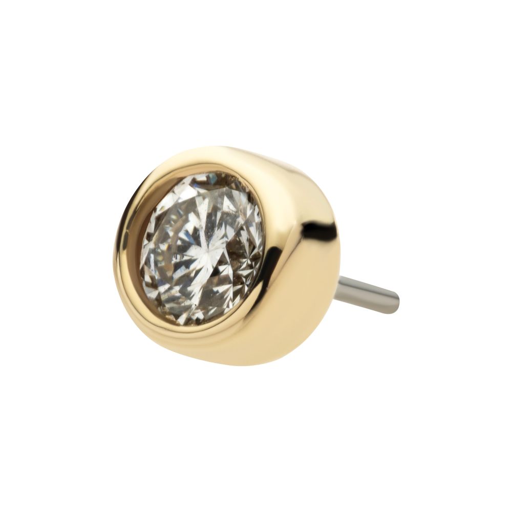 14Kt Gold Threadless Top with Bezel Set Round Lab-Grown Diamond