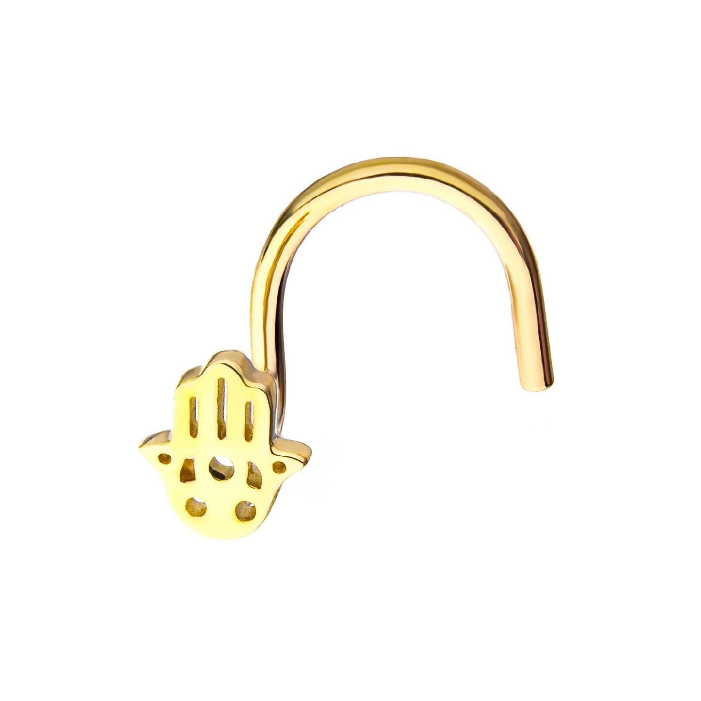14kt Yellow Gold Hamsa Hand Nose Screw