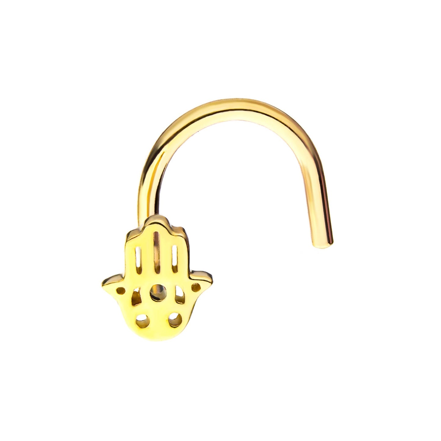 14kt Yellow Gold Hamsa Hand Nose Screw