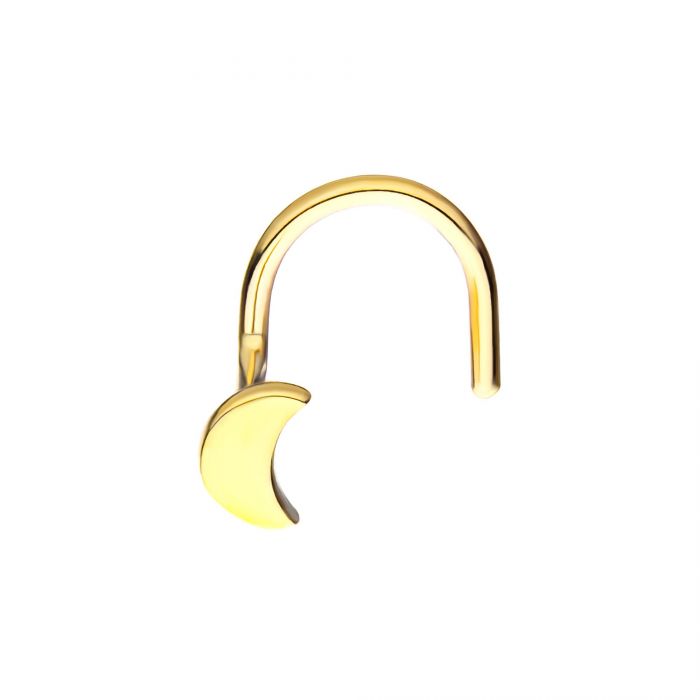 14kt Yellow Gold Crescent Moon Nose Screw
