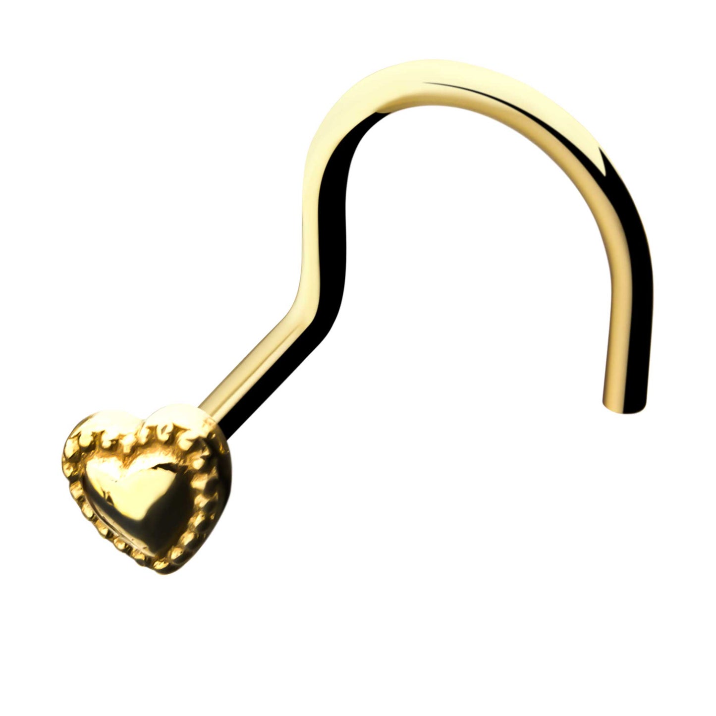 14kt Yellow Gold Heart Nose Screw
