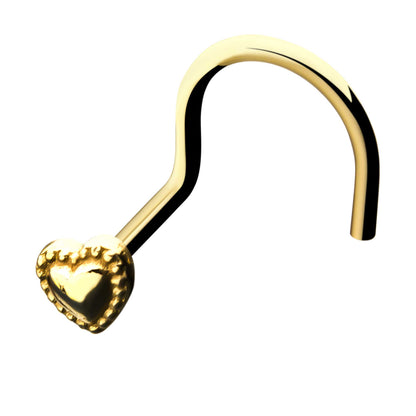 14kt Yellow Gold Heart Nose Screw