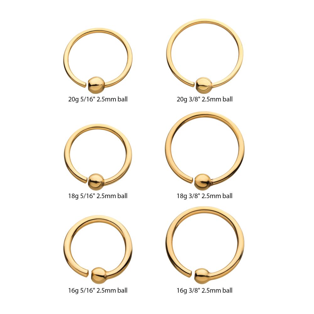 14Kt Yellow Gold Captive Bead Ring with Attached Ball