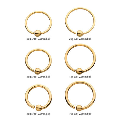 14Kt Yellow Gold Captive Bead Ring with Attached Ball