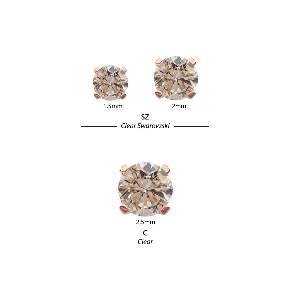14Kt Rose Gold Threadless with Prong Set Round CZ Top