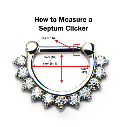 14kt-Yellow Gold 11 Prong Set 2mm Clear CZ Gems Septum Clicker