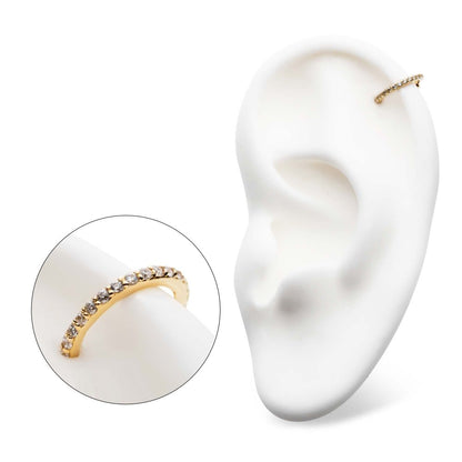 14Kt Gold Prong Set 1mm Eternity Round Gem Side Facing Hinged Segment Clicker
