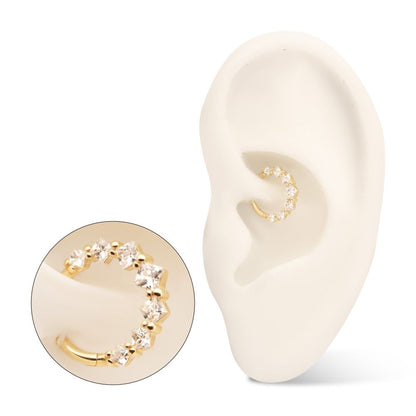 14Kt Yellow Gold Prong Set Princess Gem Cluster Front Facing Hinged Segment Clicker