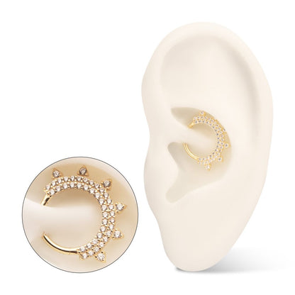 14Kt Yellow Gold Double Row Pave Gem with Spike Front Facing Hinged Segment Clicker