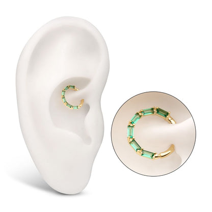 14Kt Yellow Gold 6-Cluster Baguette Prong Gem Front Facing Hinged Segment Clicker