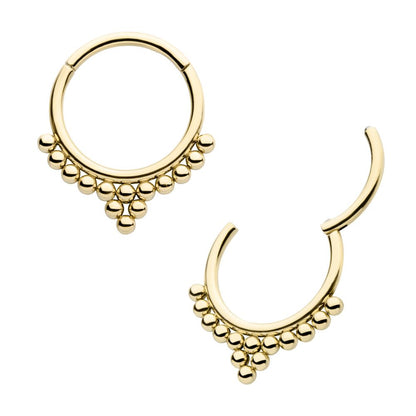 14Kt Yellow Gold 14 Bead Cluster Front Facing Hinged Segment Clicker