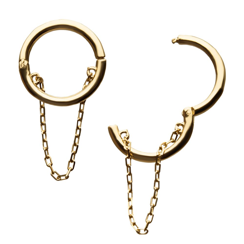 14Kt Yellow Gold with Chain Hinged Segment Clicker